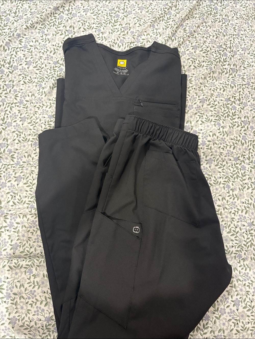 WonderWink Black Straight Leg Scrub Pants